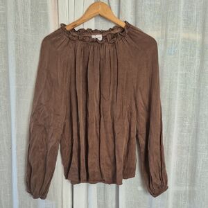 Bella Dahl Chocolate Brown Blouse Smooth Soft UsA